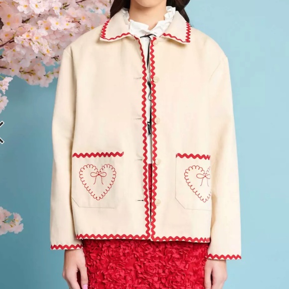 Sister Jane Jackets & Blazers - Sister Jane heart embroidered jacket in cream